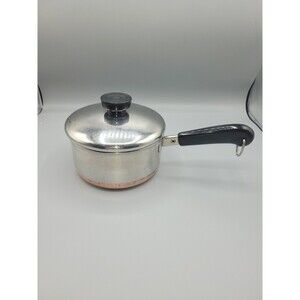 Vintage Revere Ware Copper  1 Qt Sauce Pan Pot Clinton ILL U.S.A. with lid 86
